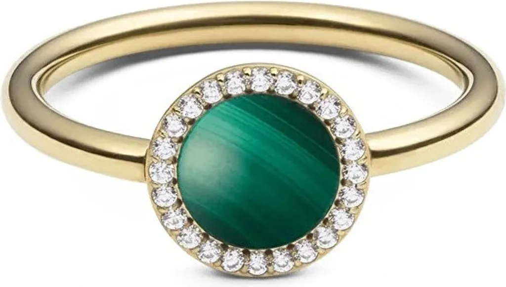 Bague Ornée de Malachite Naturelle et Cristaux Brillants Audrey - DW0040133