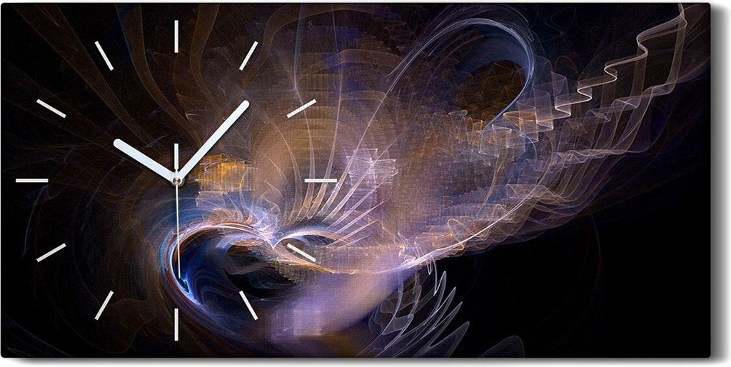 Wanduhr Uhr Wandbild Leinwand Kunstdruck 60x30 digitales fraktales Kunst - weiße Hände