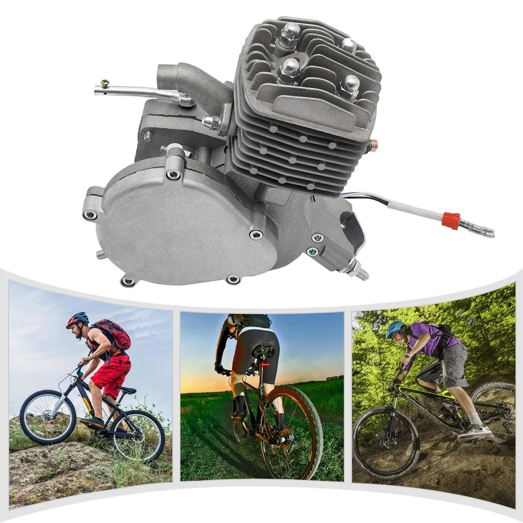 Moteur de vélo 80cc Kit Complet 2 Temps pour Vélos de 26 à 28 Pouces Argent