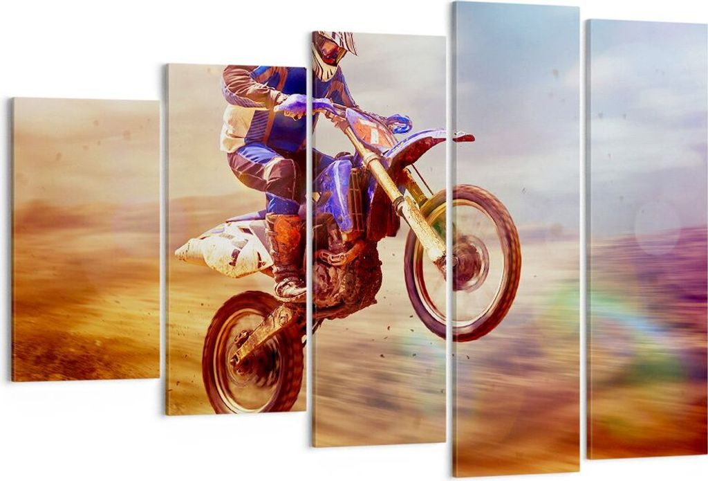 Bild auf Leinwand - Leinwandbild - Motor Sport Helm - 150x100cm - Wand Bild - Wanddeko - Leinwanddruck - Bilder - Kunstdruck - Wanddekoration - Lei...