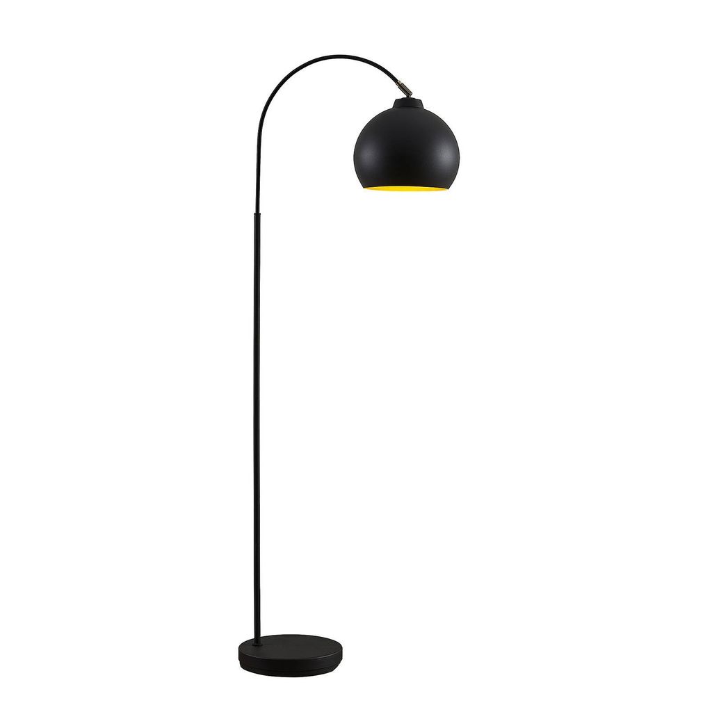 Lindby Bogenlampe Minali, schwarz, Metall, 148 cm hoch, E27