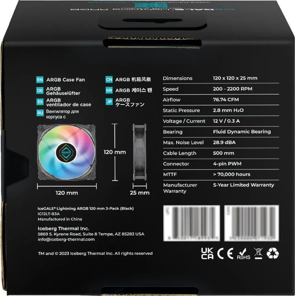 ICEBERG THERMAL IceGALE Lightning ARGB Gen2.0 120mm (3 Pack) - 14
