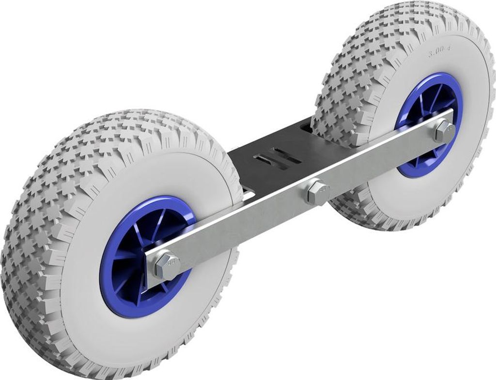Abrollvorrichtung Pendelrollen Sliphilfe Bootstrailer PolyurethanReifen SUPROD RKDO3-260-PU, Ø 260 mm, grau/blau