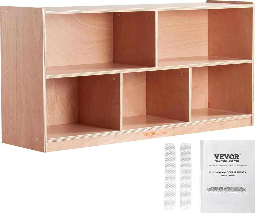 Mobili Asilo Nido Montessori: Scaffale 5 Scomparti Legno Naturale