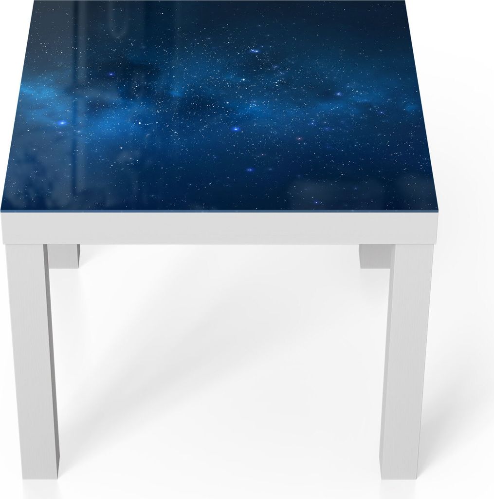 DEQORI Couchtisch 55x55 cm Weiß 'Nächtlicher Sternenhimmel' Glas Beistelltisch
