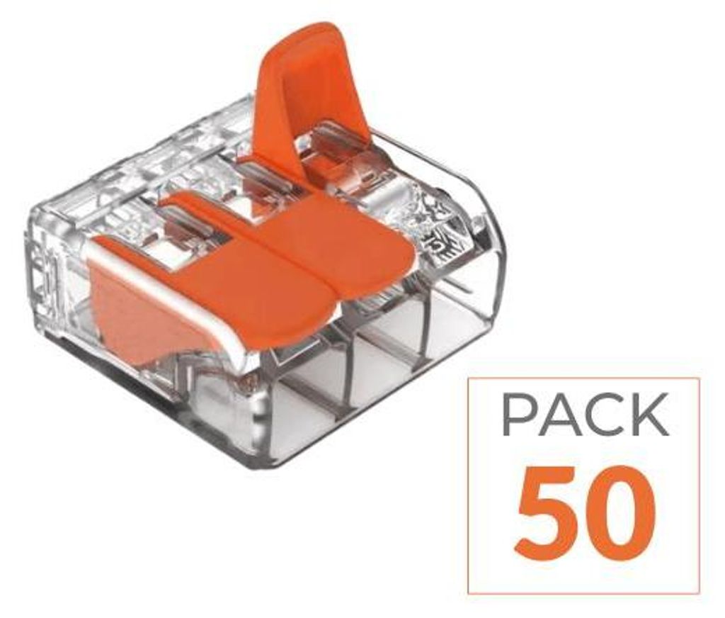 50er-Pack – Anschlussklemme mit Hebel, 3 Eingänge