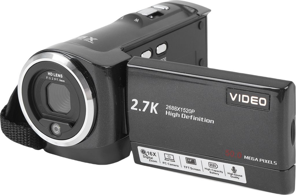 Videokamera Camcorder Digitalkamera Rekorder 2.7K Video 50MP Foto mit 2,8 Zoll 270 Grad drehbarem LCD 16X Digitalzoom LED Aufhelllicht