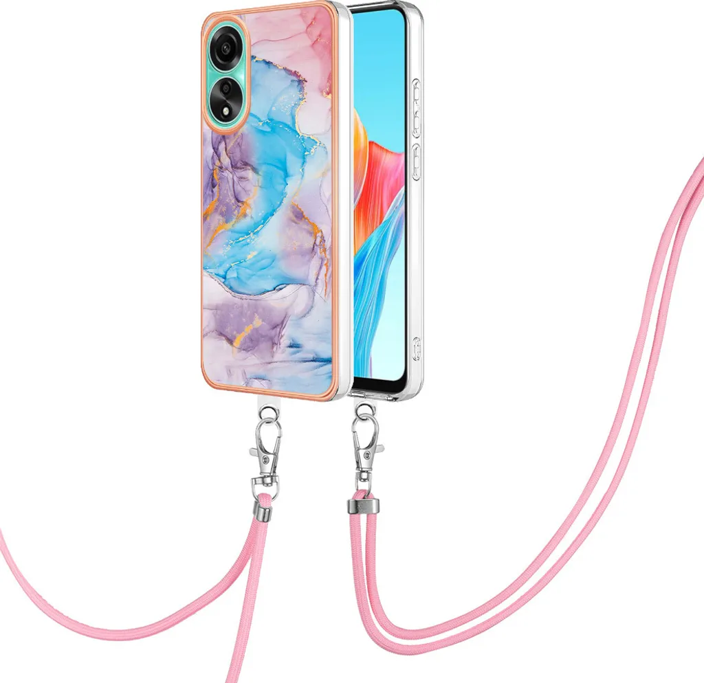 Custodia Oppo A78 4G con Cinturino Blu: Protezione TPU e Stile - 1