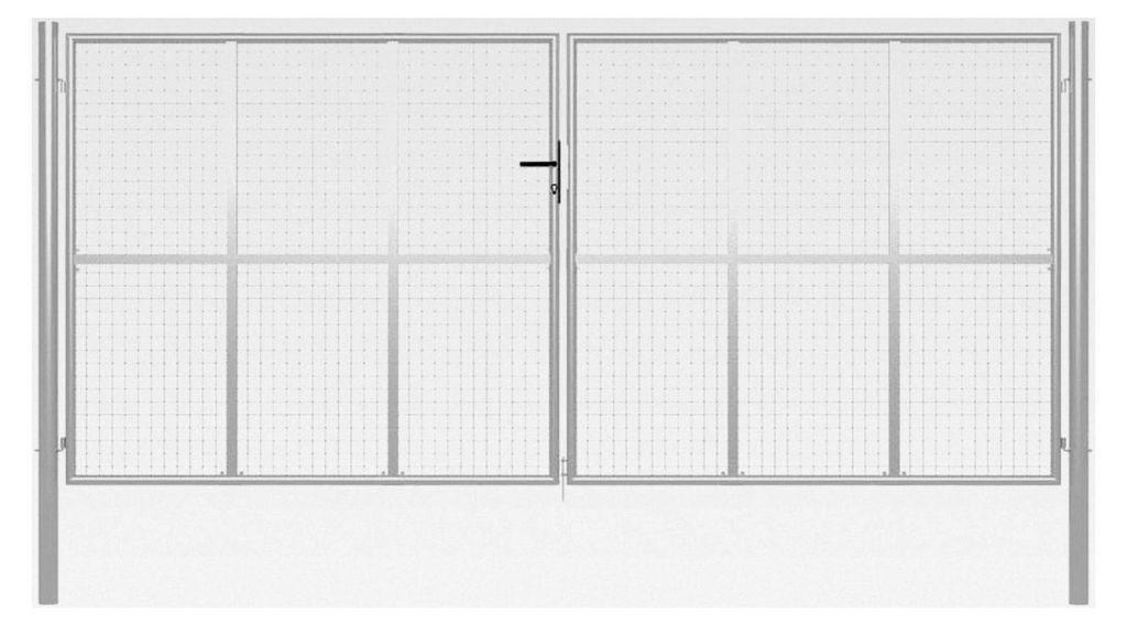 Gartentor aus verzinktem Stahl 415 x 200 cm Silber