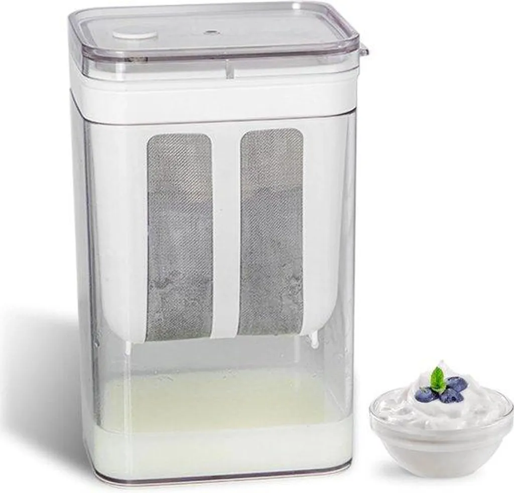 Passoire à yaourt 1100 ml avec couvercle pour fromage et lait végétal