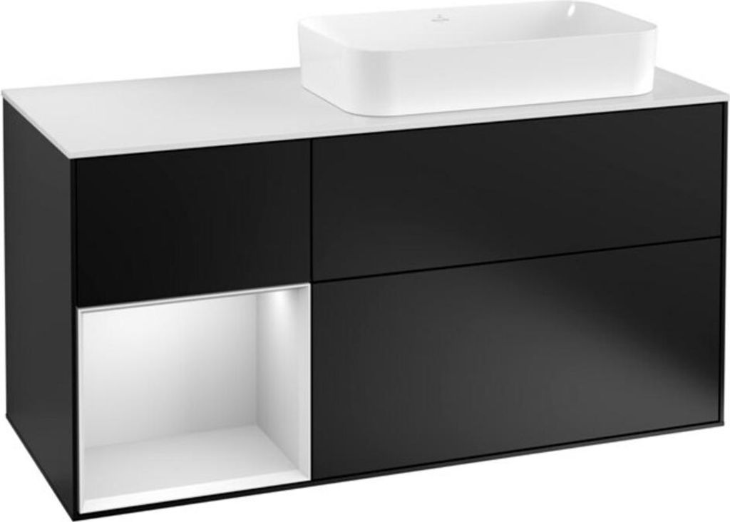 V&B Waschtischunterschrank Finion 120cm, Pl w m, Rg l wh. m Lac, bla m Lac