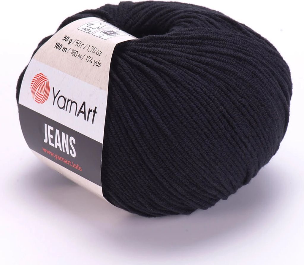 A ball of black yarn with a label.