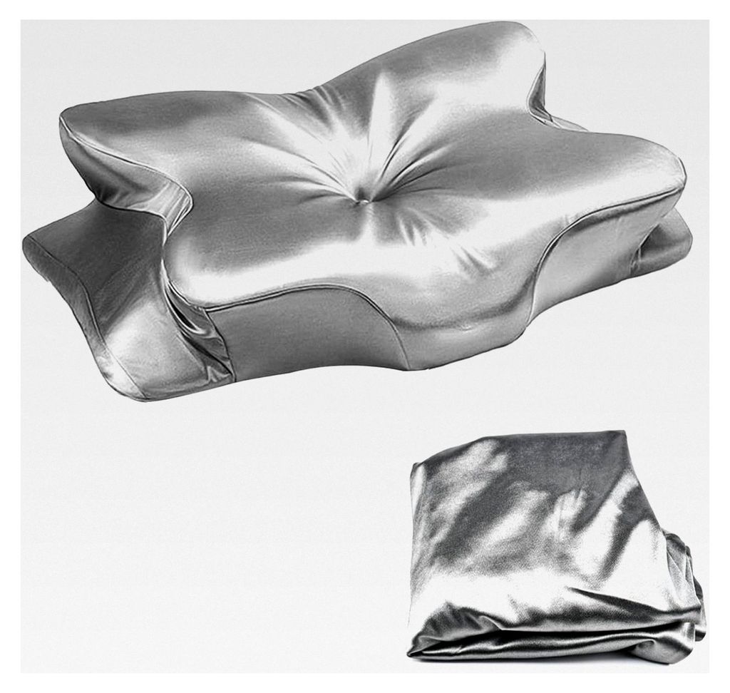 Satin Kissenbezüge für Memory Foam Kissen, Orthopädischer Kissenbezug in Silber (für 63x38x14cm)