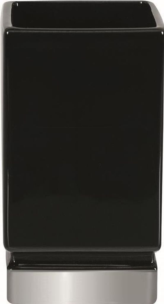 Spirella Zahnputzbecher Zahnbürstenhalter Porzellan Roma 7 x 12 cm Schwarz/Silber