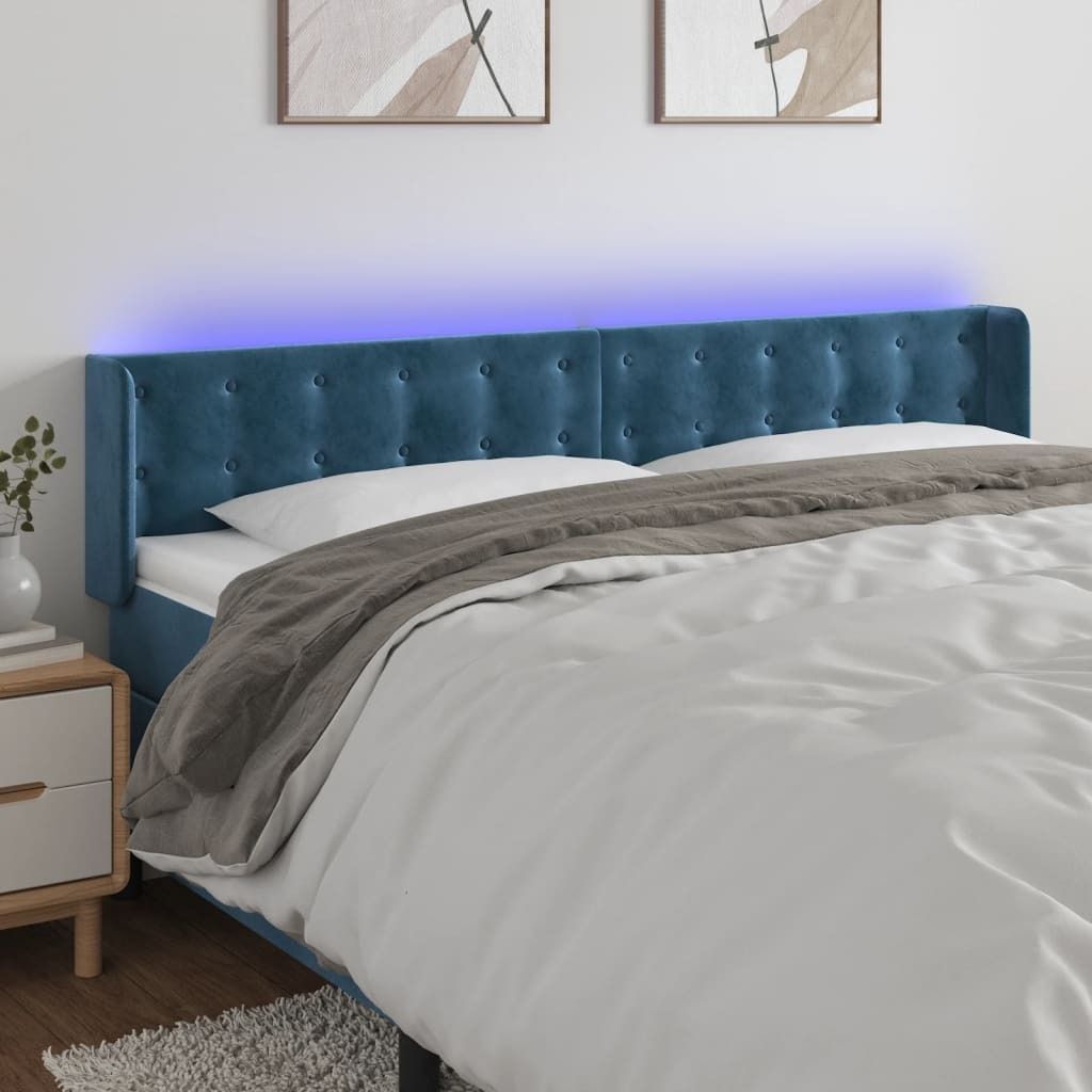 Maison Exclusive - LED Kopfteil Dunkelblau 203x16x78/88 cm Samt