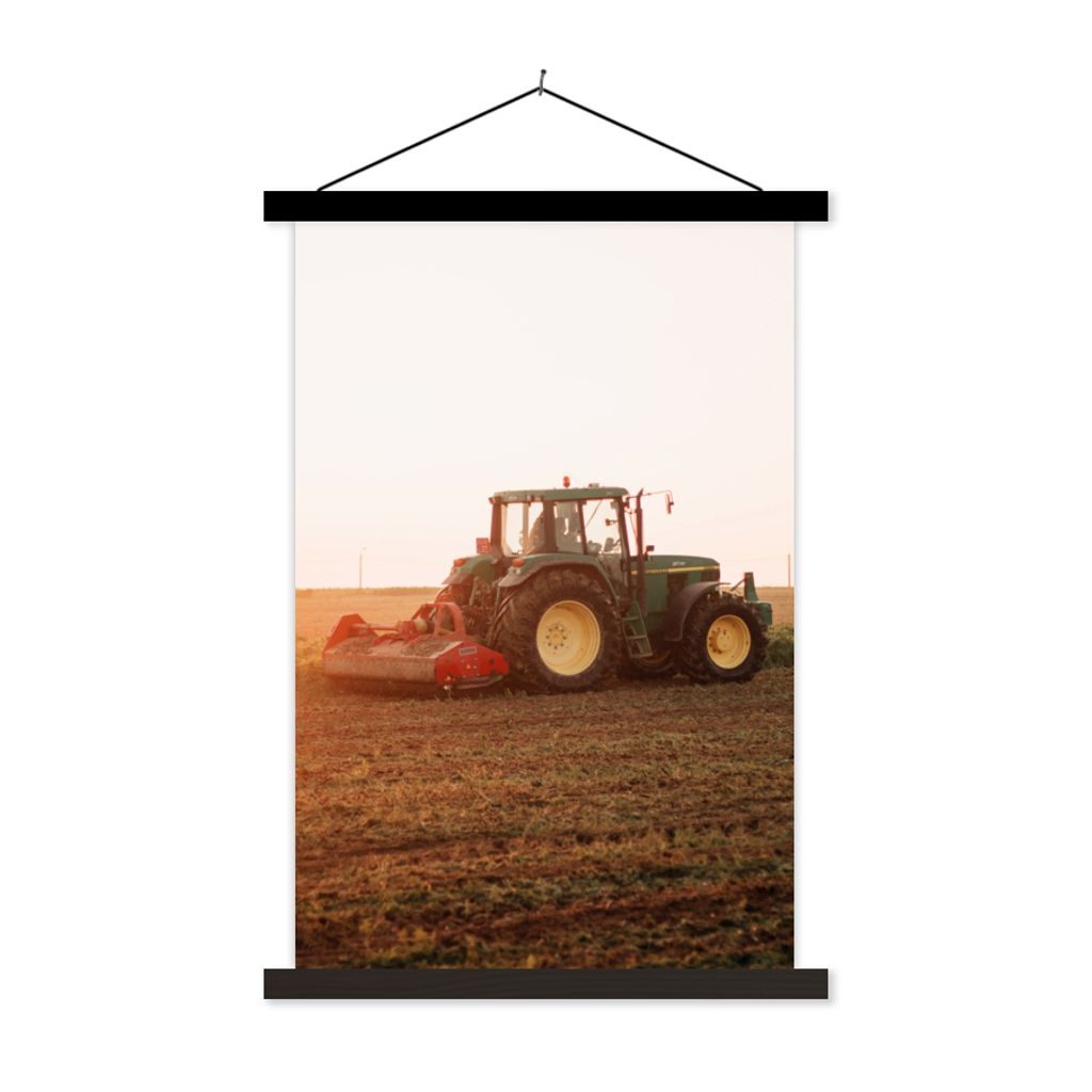 MuchoWow Textilposter Traktor - Feld - Bauernhof - Landwirt - Horizont 60x90 cm mit schwarzem Rahmen - Poster Wohnzimmer