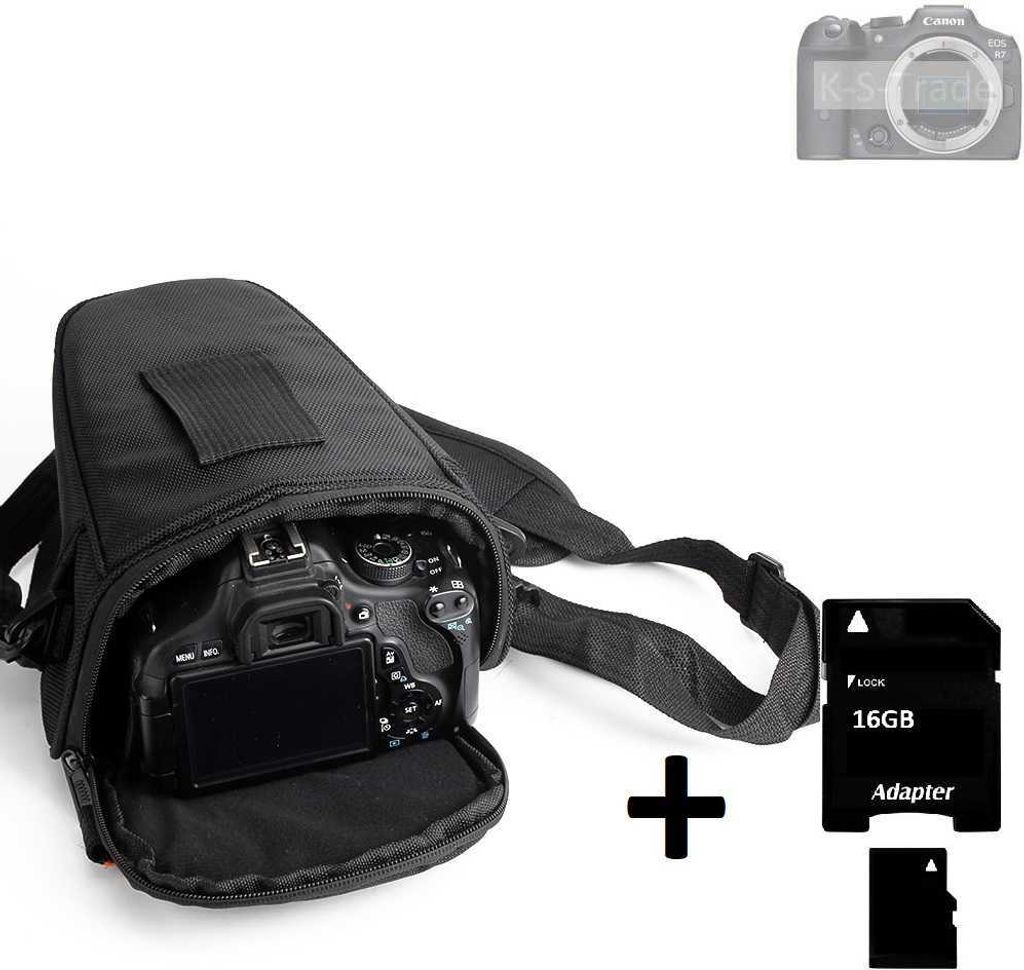 K-S-Trade Schultertasche kompatibel mit Canon EOS R7 Colt Kameratasche für Systemkameras DSLR DSLM SLR, Bridge etc., + 16GB Speicherkarte