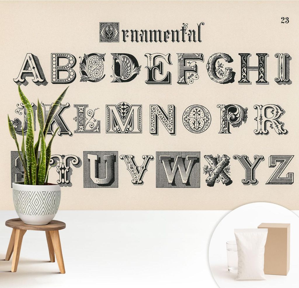 Fototapete - 208x146 cm - Tapete - Wandtapete - Wandbilder - Dekofolie - Tapete Folie - Wand - Dekoration - Wohnzimmer - Dekorative Buchstaben