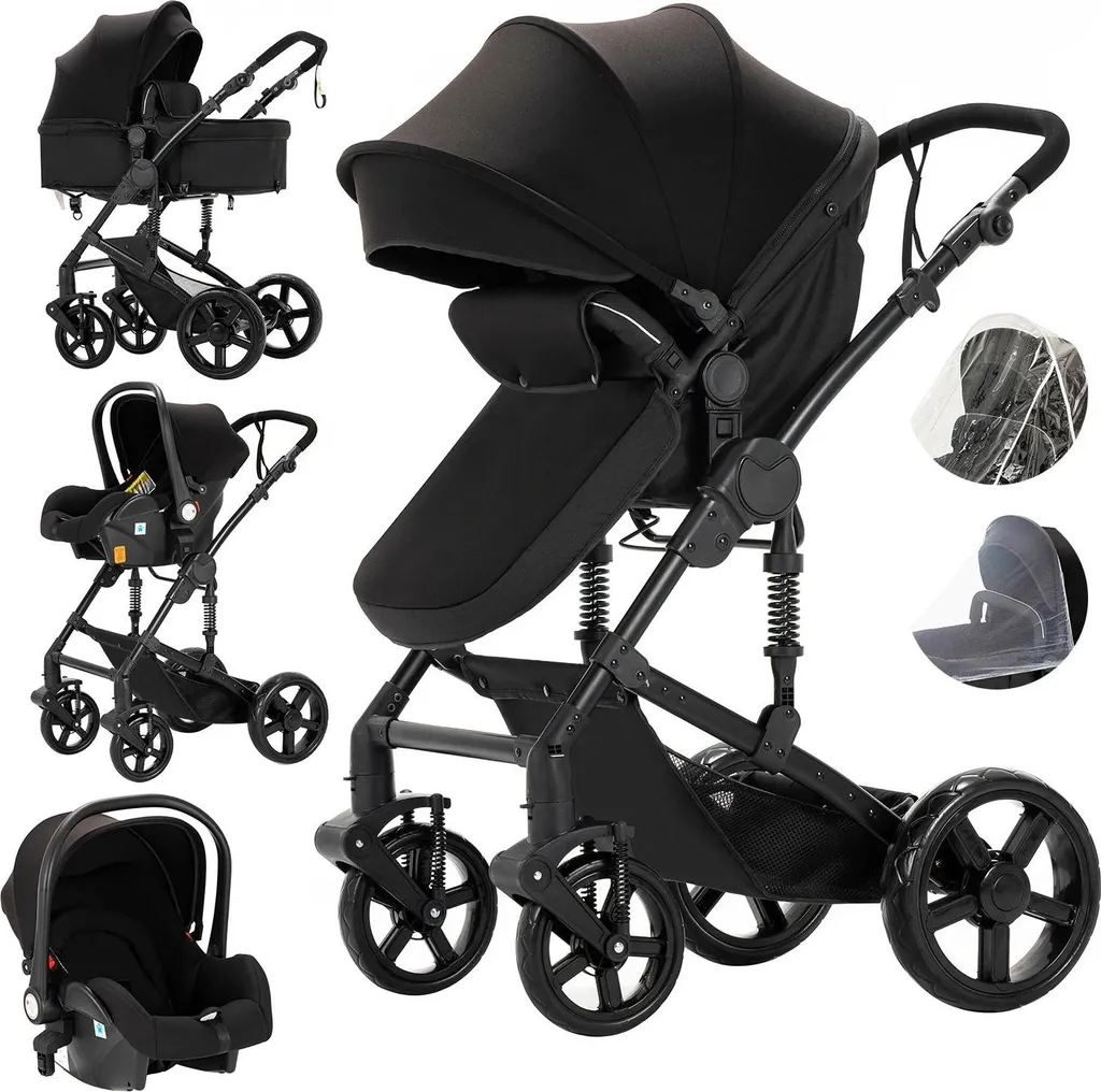 Poussette citadine 588-Noir légère et pliable pour parents dynamiques