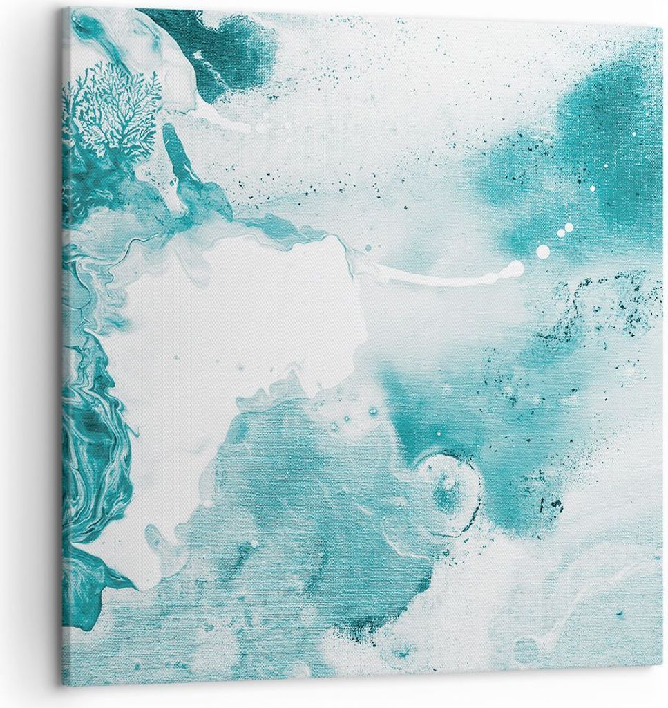 Bild auf Leinwand - Leinwandbild - Einteilig - Abstraktion Meer Türkis - 50x50cm - Wand Bild - Wanddeko - Wandbilder - Leinwanddruck - Bilder - Wa...