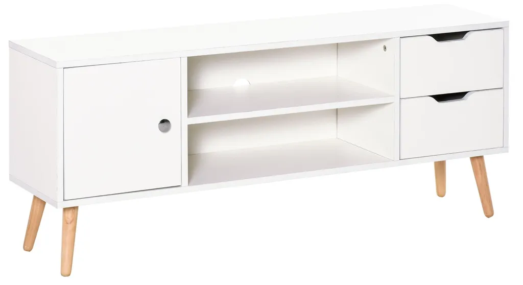 Meuble TV Scandinave pour Salon Moderne avec Système de Passe-Câbles