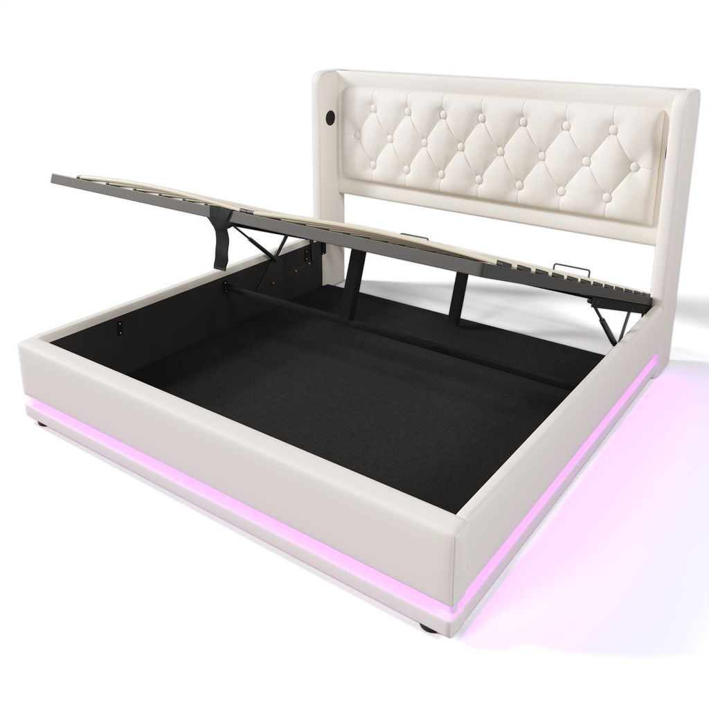 Flieks Polsterbett 140x200cm mit USB & Typ-C, Doppelbett Produktbild 