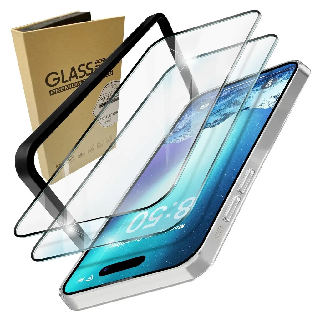 Kit 2x Vetro iPhone 15 Pro con Applicatore - Protezione Totale 9H