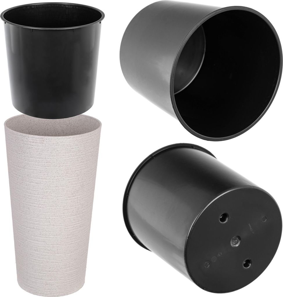 KADAX Einsatz für Pflanzkübel, schwarzer Pflanzeinsatz aus Kunststoff, Kunststoffeinsatz für Pflanztopf & Blumentopf, Pflanzkübeleinsatz, Innen...