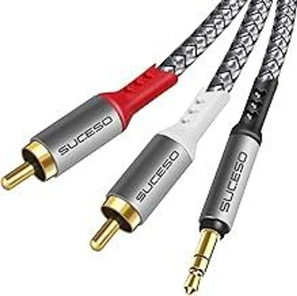 Cavo Audio Jack 3,5mm a 2 RCA 2m | Connettori Placcati Oro per Hi-Fi