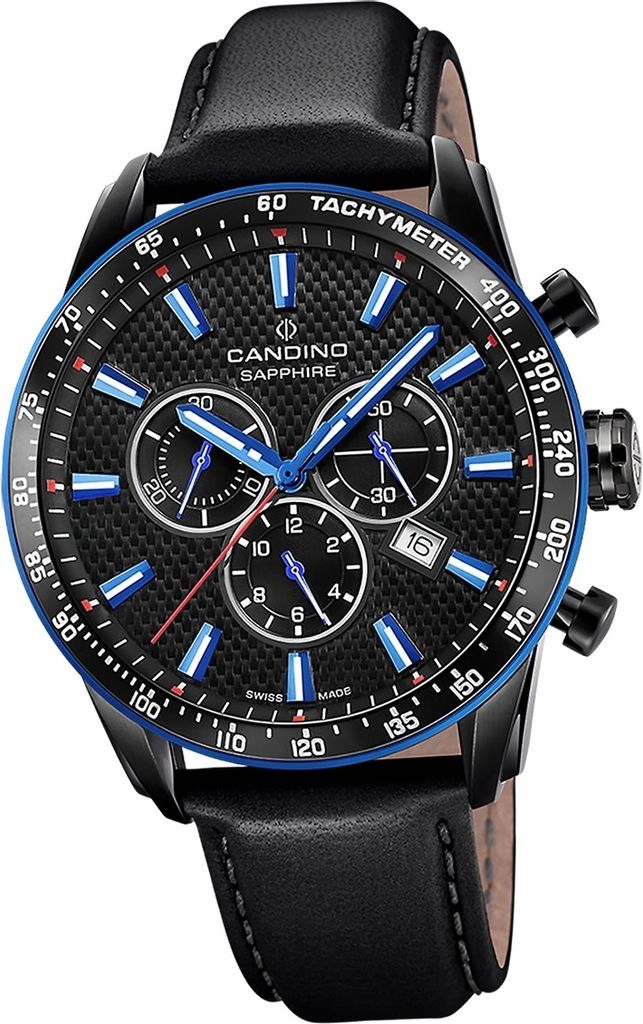 Candino Leder Herren Uhr Chronograph Sport Armbanduhr schwarz Sport D2UC4759/4