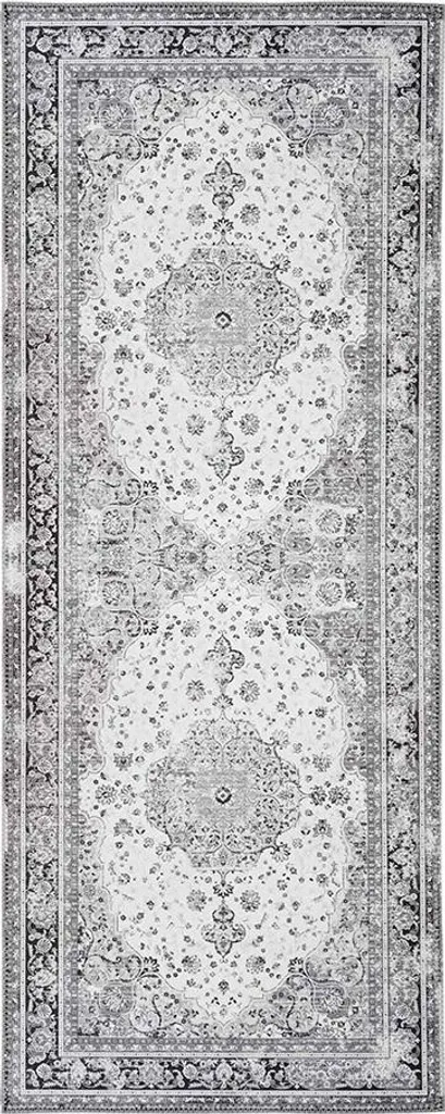 Tapis Design Capri 80 x 200 cm Noir et Blanc aux Motifs Graphiques