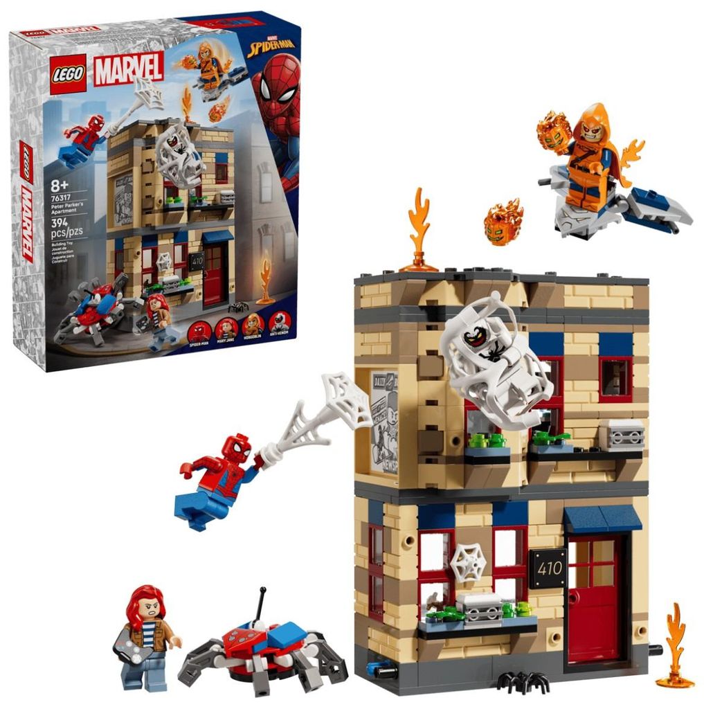 LEGO Marvel, Super Helden Spider Man, Peter Parkers Wohnung mit Mary Jane, Hobgoblin, Anti Venom, Bausatz, 8 Jahr(e), Kunststoff, 394 Stück(e), 548 g