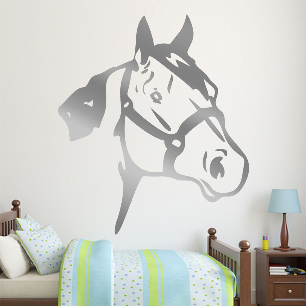 KIWISTAR Pferd Kopf - Reiten Stute Hengst Mähe Wandtattoo in 6 Größen - Wandaufkleber Wall Sticker - Dekoration, Küche, Wohnzimmer, Schlafzimme...