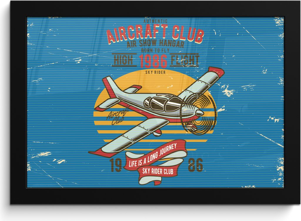 MuchoWow MuchoWow Gerahmtes Poster Mancave - Flugzeug - Vintage 30x20 cm - Poster mit zchwarzem Bilderrahmen - Kunstdruck - Bild-Poster