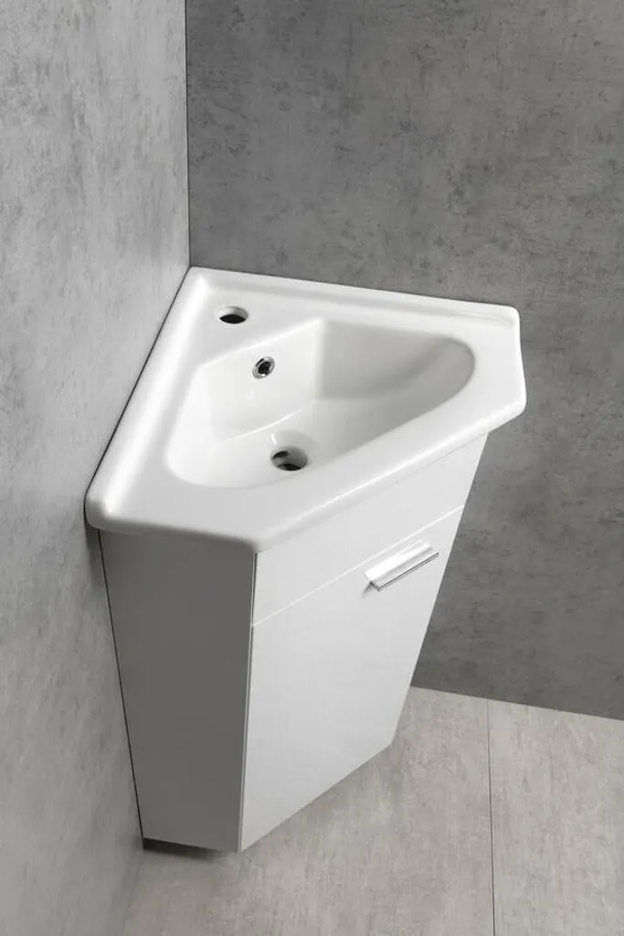 Solution Gain de Place : Armoire Basse d'Angle ZOJA Blanche pour Cuisine