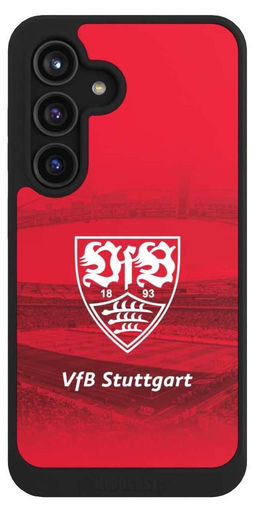NIVOCASE Hülle für Samsung Galaxy S24 Handyhülle NIVOcore Case Schwarz Offizielles Lizenzprodukt Stadion VfB Stuttgart