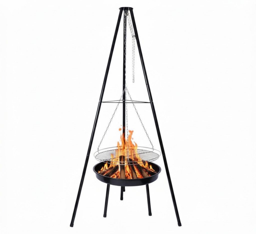 Aga barbecue BBQ noir à charbon de bois sur trépied avec Image du produit 