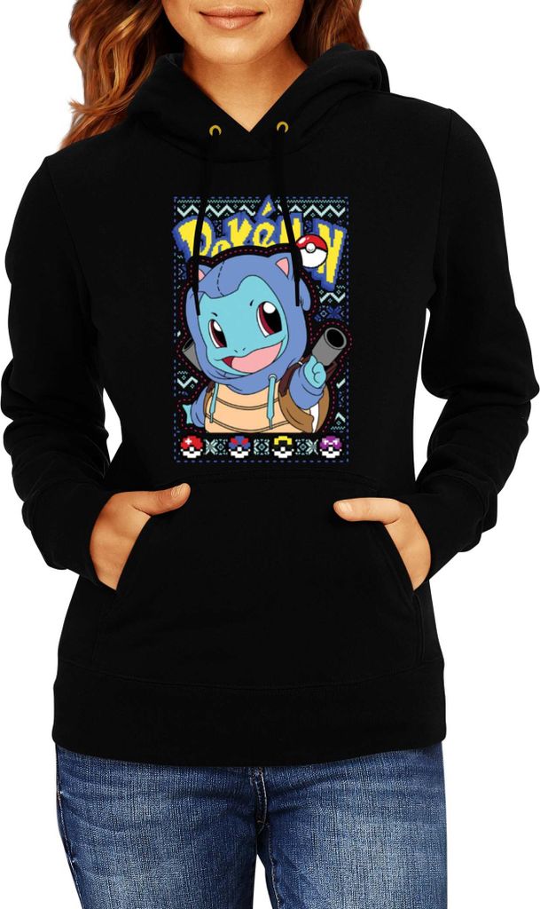 Damen Kapuzenpullover Japan Manga Anime Comics Pokemon 046, Lady L / Schwarz