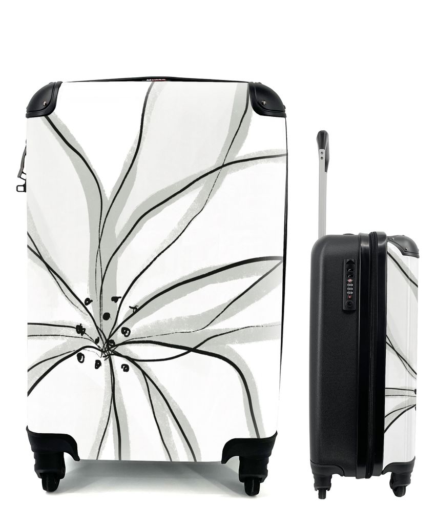 MuchoWow Koffer Handgepäck Trolley Rollkoffer Kleine Reisekoffer mit 4 Rollen - Blumen - Abstrakt - Design - Cabin Size < 55x40x23 cm & 55x40x20...