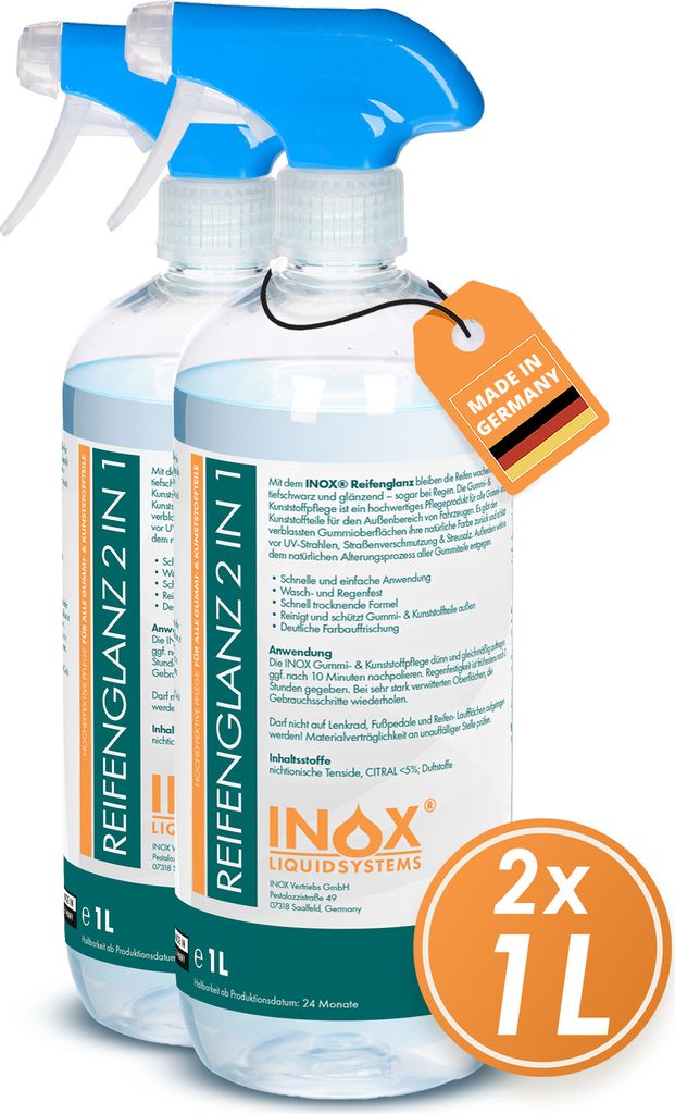 INOX 2x1L Reifenglanz 2:1 Kunststoffpflege & Gummipflege Reifenpflege Reiniger
