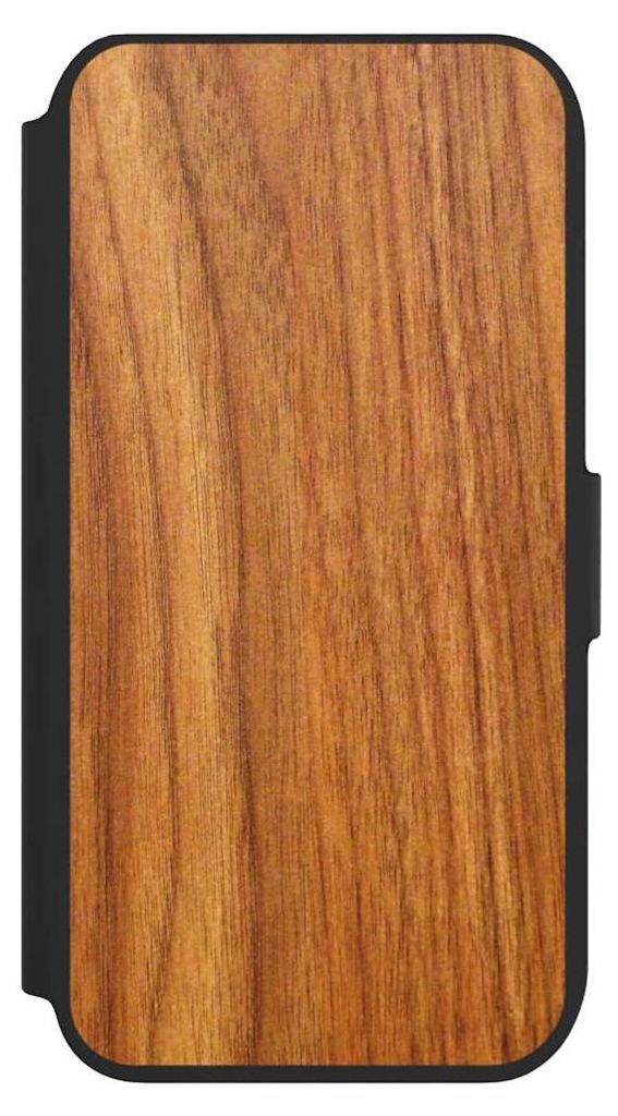 NIVOCASE Klapphülle für Apple iPhone 8 Handyhülle aus Kunst Leder NIVOflip schwarz Holz Holzoptik Lärche