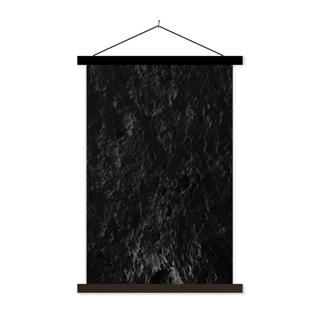 MuchoWow Textilposter Schwarz - Weiß - Höhle - Stein - Natur 40x60 cm mit schwarzem Rahmen - Wanddekorationen