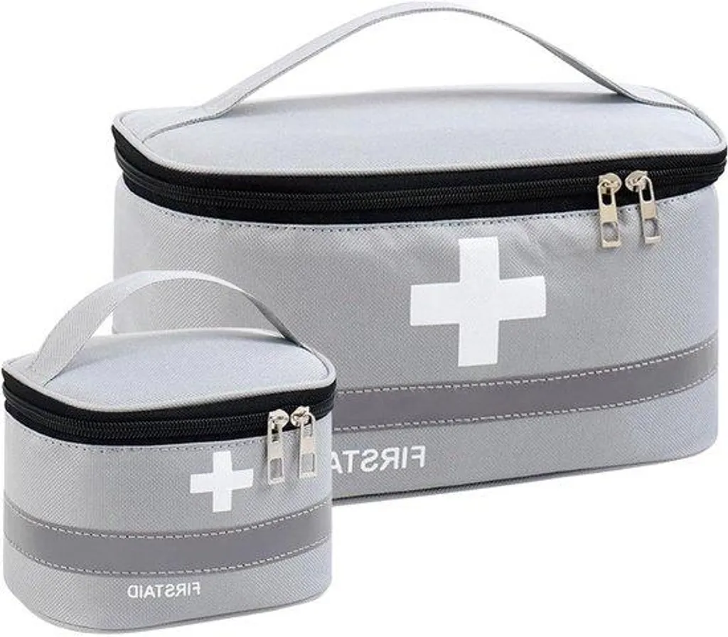 Trousse à pharmacie de voyage XL, sac médical d'urgence imperméable gris
