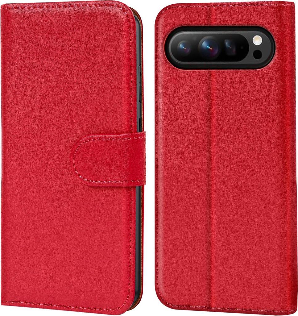 Conie Klapp Tasche für Google Pixel 10 Pro Kartenfach Rundumschutz Hülle in Rot