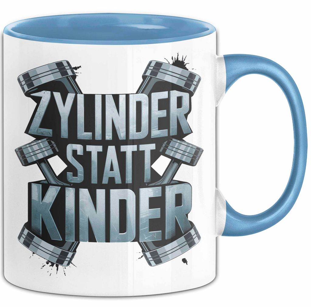 Automechaniker Tasse Geschenk Lustige Geschenkidee Spruch Zylidner Statt Kinder (Blau)