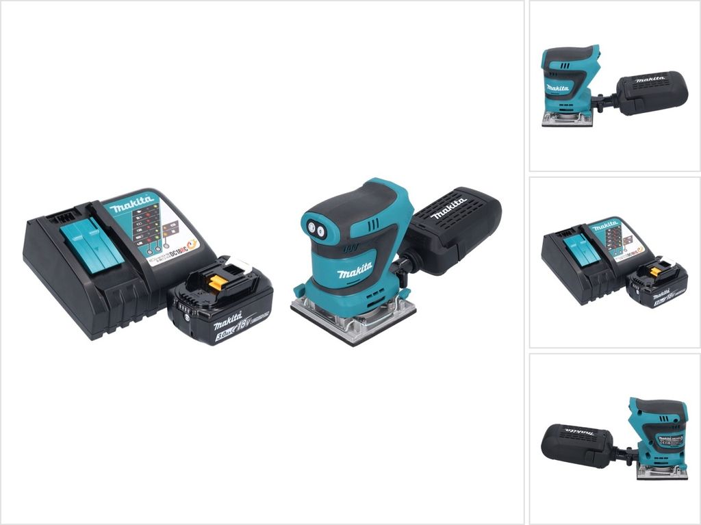 Makita DBO 484 RF1 Akku Schwingschleifer 18 V 112 x 102 mm + 1x Akku 3,0 Ah + Ladegerät