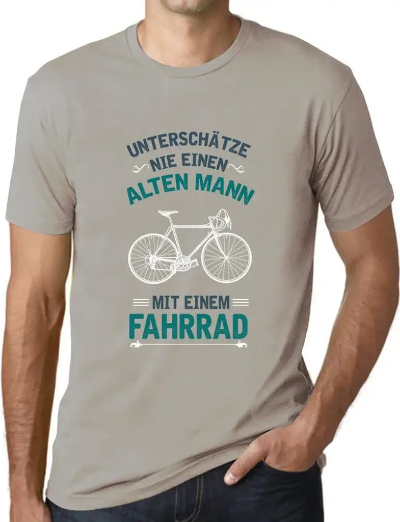 Herren Grafik T-Shirt Alten Mann Fahrrad Öko-Verantwortlich Vintage Jahrgang Kurzarm Lustige Druck Geburtstag Geschenk Mann