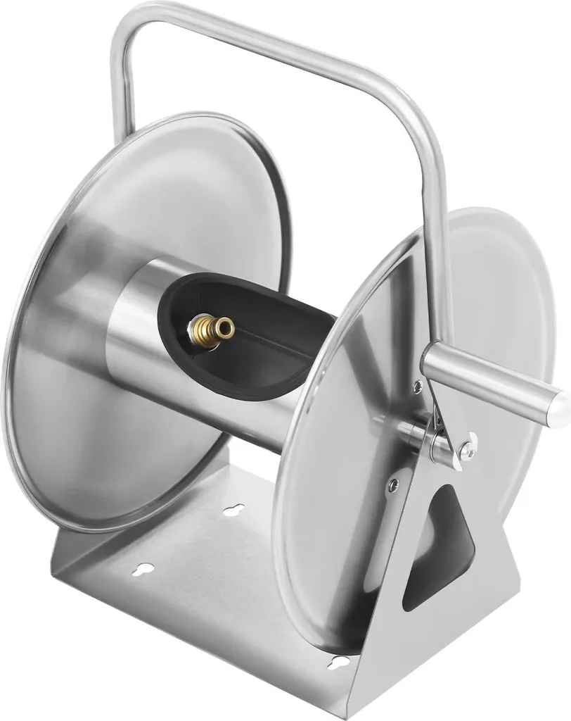 Enrouleur de tuyau d'arrosage 50m en inox 430 avec manivelle manuelle