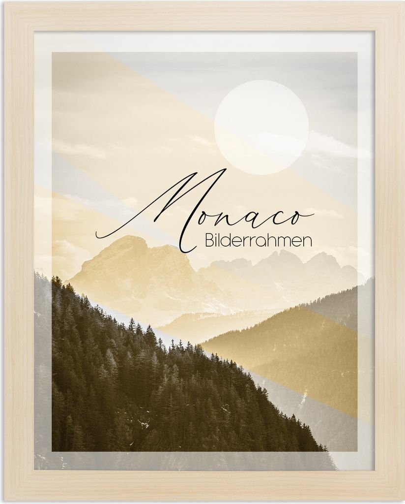 Bilderrahmen Monaco - 70x100 cm, Ahorn-Nachbildung, 1 mm Kunstglas klar