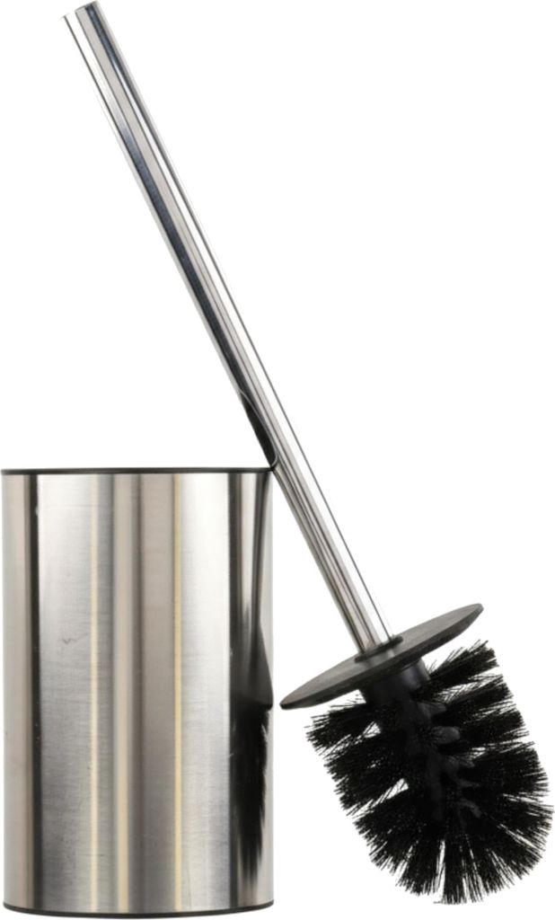 Klobürste Toilettenbürste WC Bürste Toilettenbürste mit Halter Freistehend Edelstahl klein kompakt elegant korrosionsbeständig H 37 cm Silber